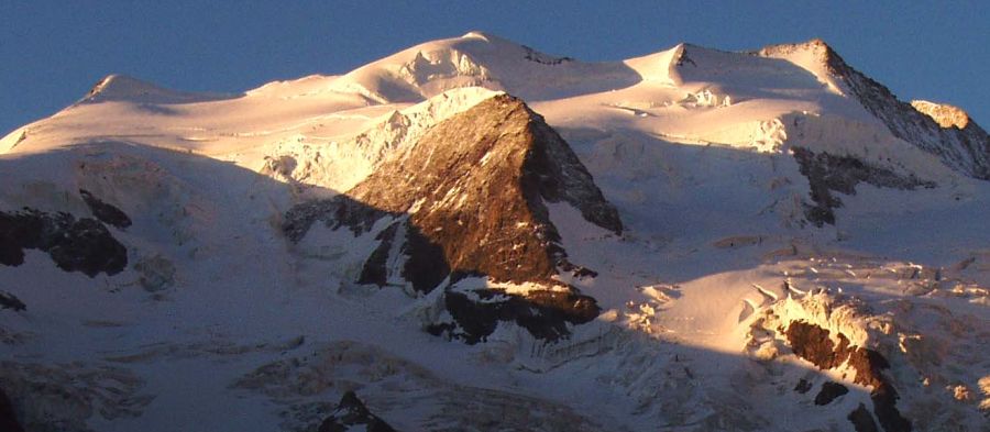 Sunrise on Bellavista in the Bernina Range from Diavolezza in the Italian Alps