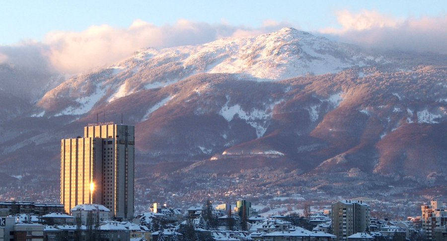 Sofia ( Sophia ) beneath the Vitosha Mountains in Bulgaria