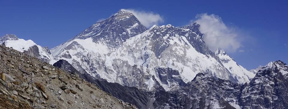 Mount Everest, Nuptse and Lhotse from Renjo La