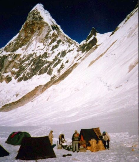 Camp beneath Ama Dablam after crossing Mingbo La