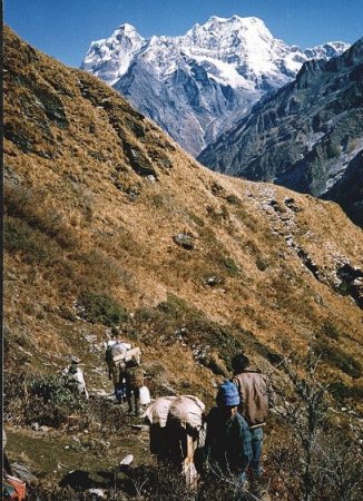 Mera Peak on descent into Hinku Valley