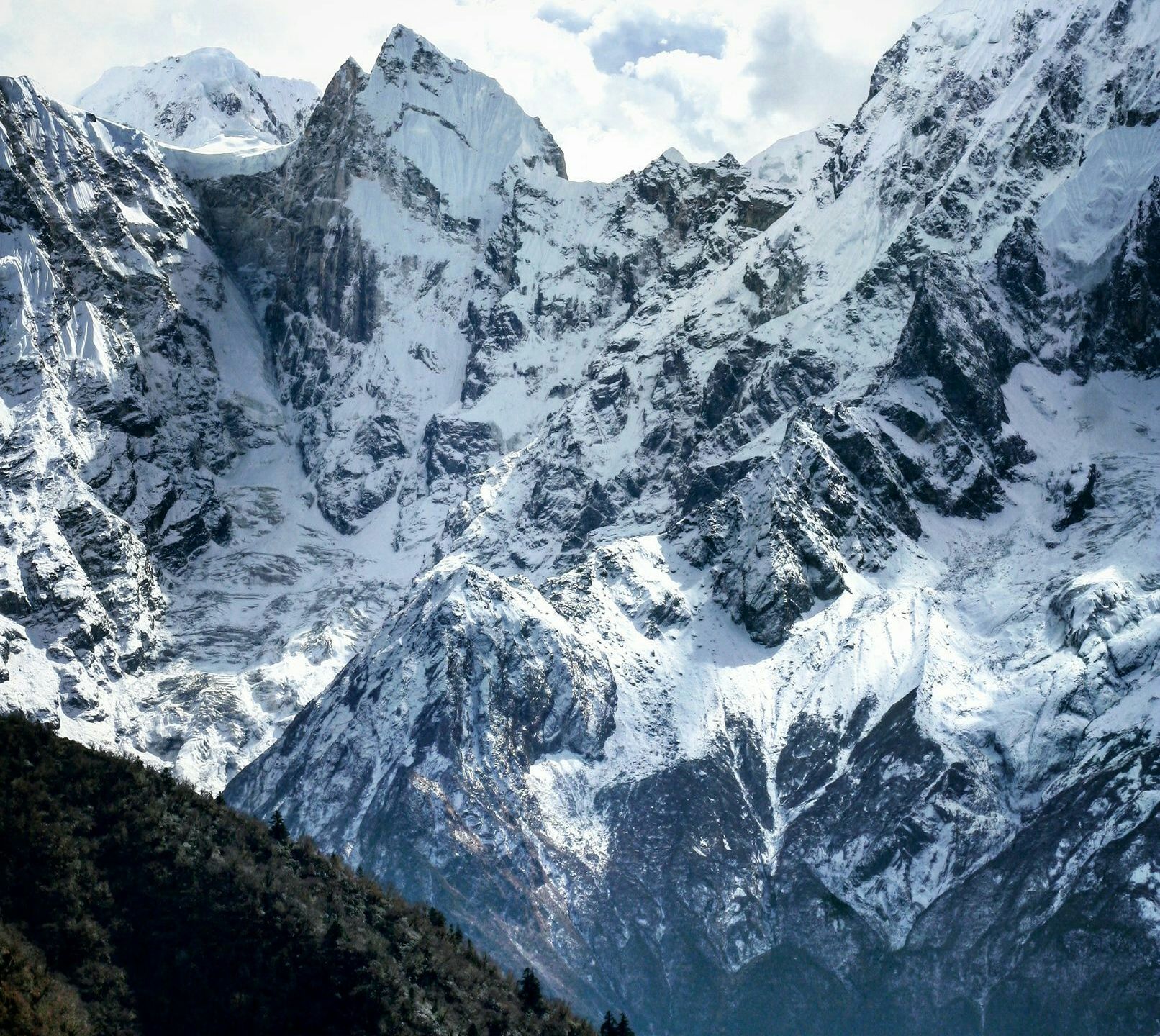 Mount Manaslu and Phungi from camp at Phedi beneath Larkya La