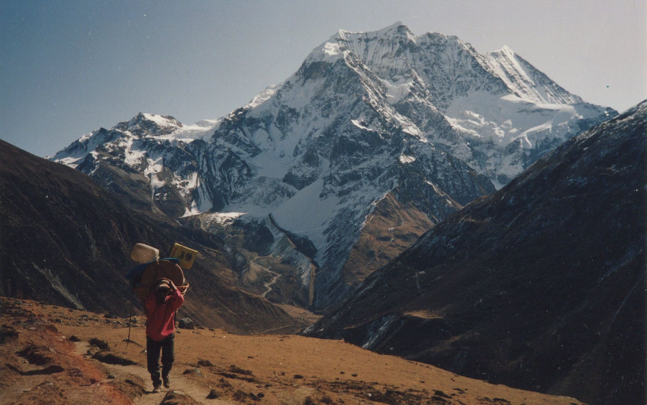 Mt.Pang Puchi on ascent from Samdu to Larkya La on Manaslu Circuit