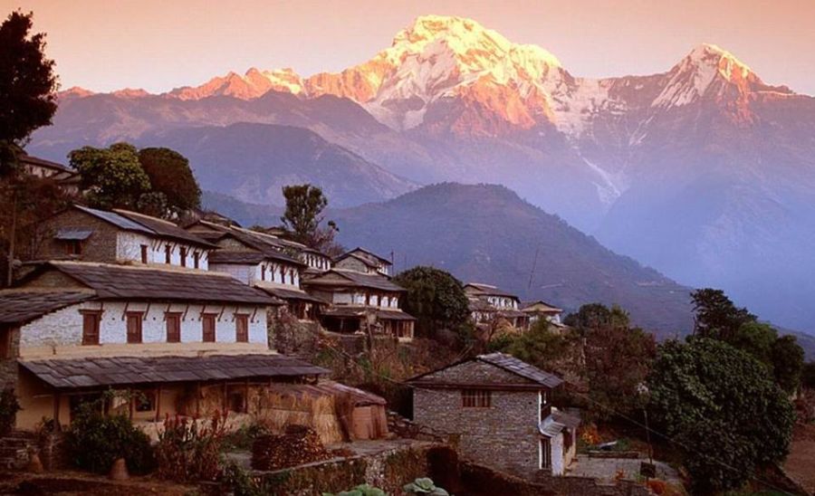 Annapurna South Peak and Mount Annapurna I on approach to the Sanctuary