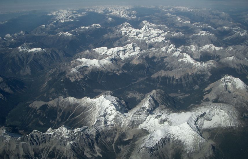 Aerial view of the Canadian Rockies