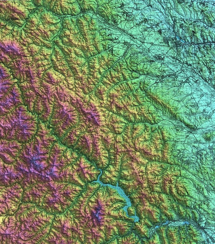 Map of Carpathian Mountains of Romania