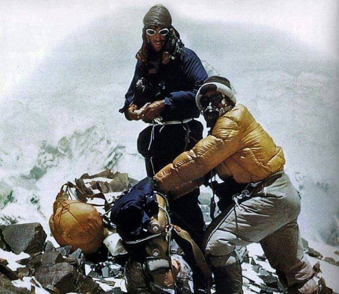 Hillary and Tenzing on Mount Everest