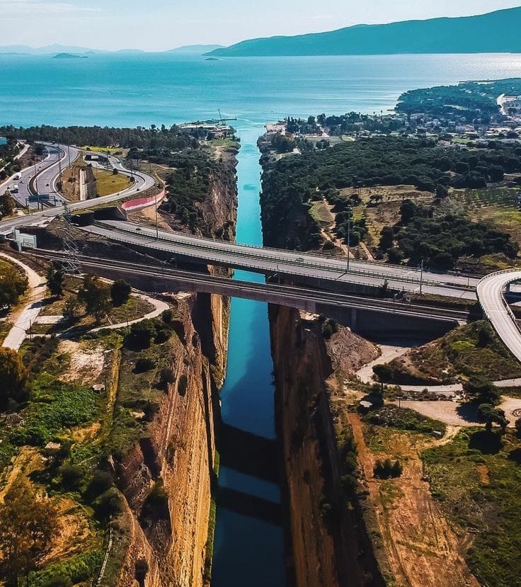 Corinth Canal between Peloponnese and mainland Greece