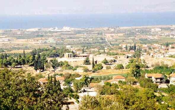 Gulf of Corinth from Ancient Corinth in the Peloponnese of Greece