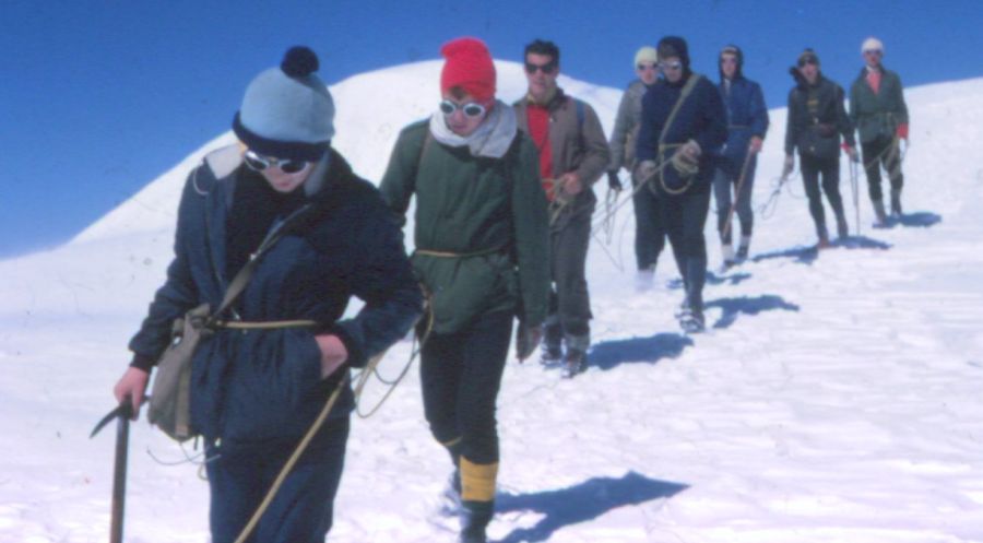 Descending from the summit of the Balmhorn in the Bernese Oberlands of Switzerland