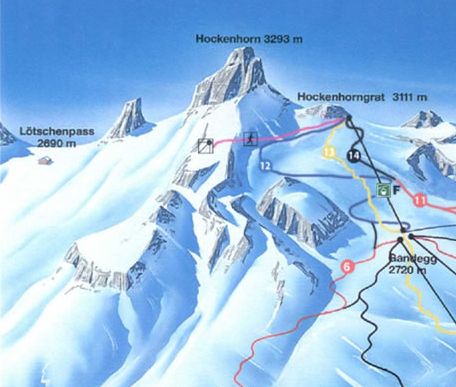 Location of the Hockenhorn in the Bernese Oberlands Region of the Swiss Alps