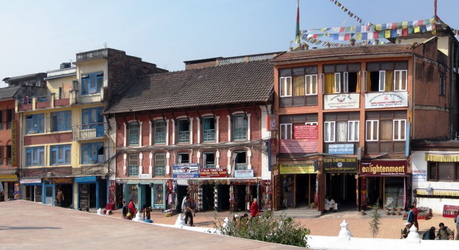 View from the Buddhist Stupa at Bodnath ( Baudhanath ) in Kathmandu