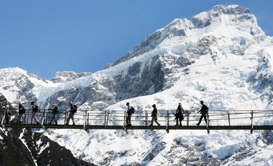 Mount Seftonand Mueller Glacier in the Southern Alps of New Zealand