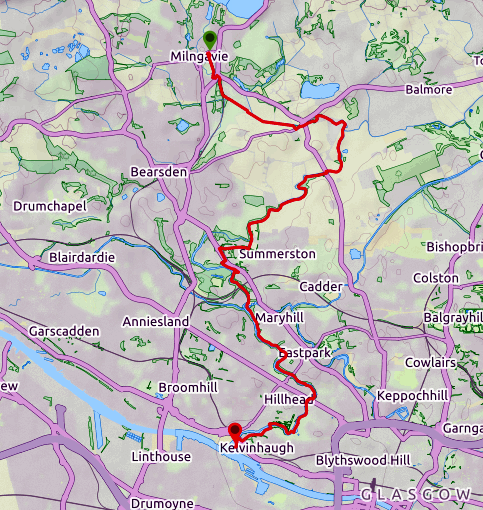 Route Map of the River Kelvin Way