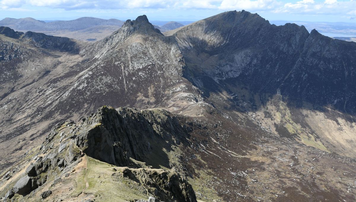 Cir Mhor and Caisteal Abhail from Goatfell on the Isle of Arran