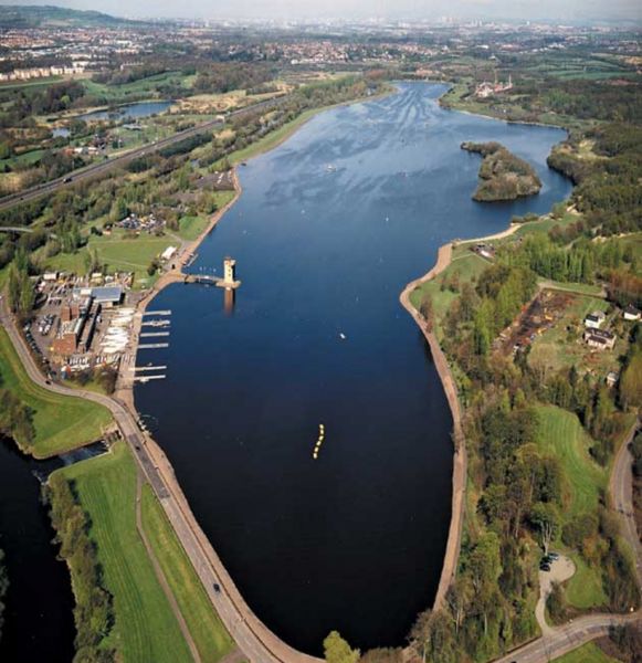 Aerial view of Strathclyde Country Park in Central Scotland