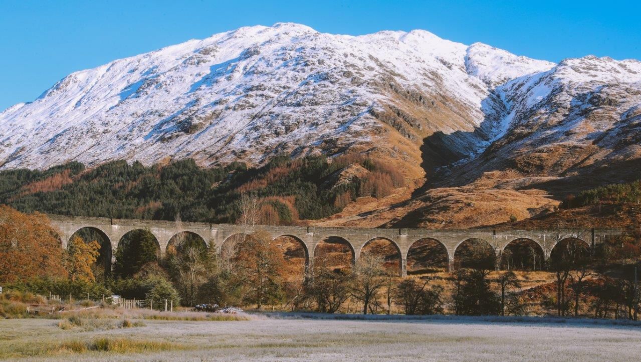 "Horseshoe Curve" Railway Viaduct in Auch Glean beneath Beinn a Chaisteil