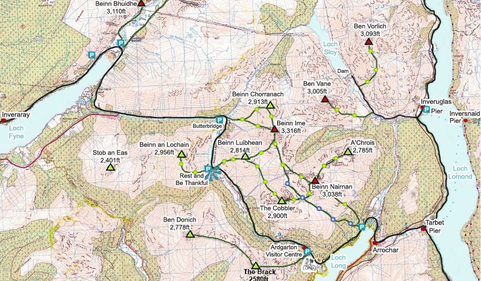 Map of the Arrochar Alps