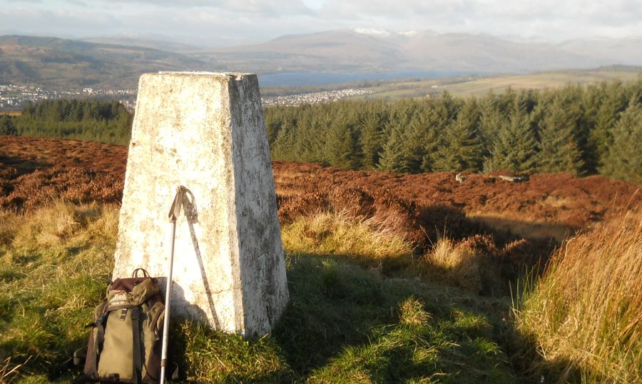 Luss Hills, Loch Lomond and Alexandria in the Vale of Leven from the trig point on Pappert Hill