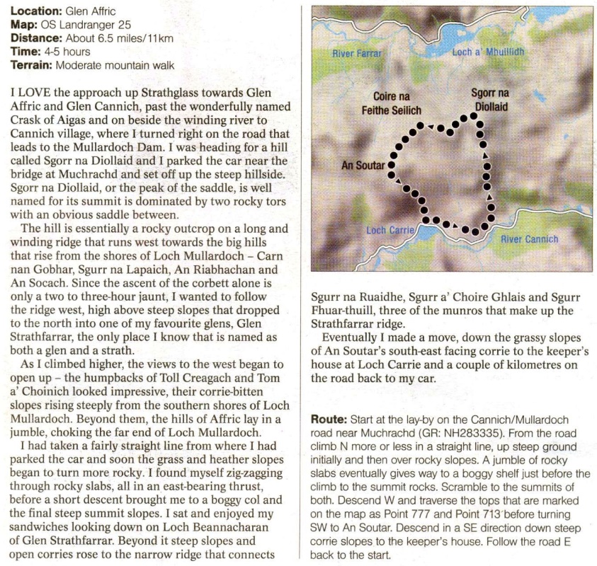 Route Descriptionand map of Sgorr na Diollaid