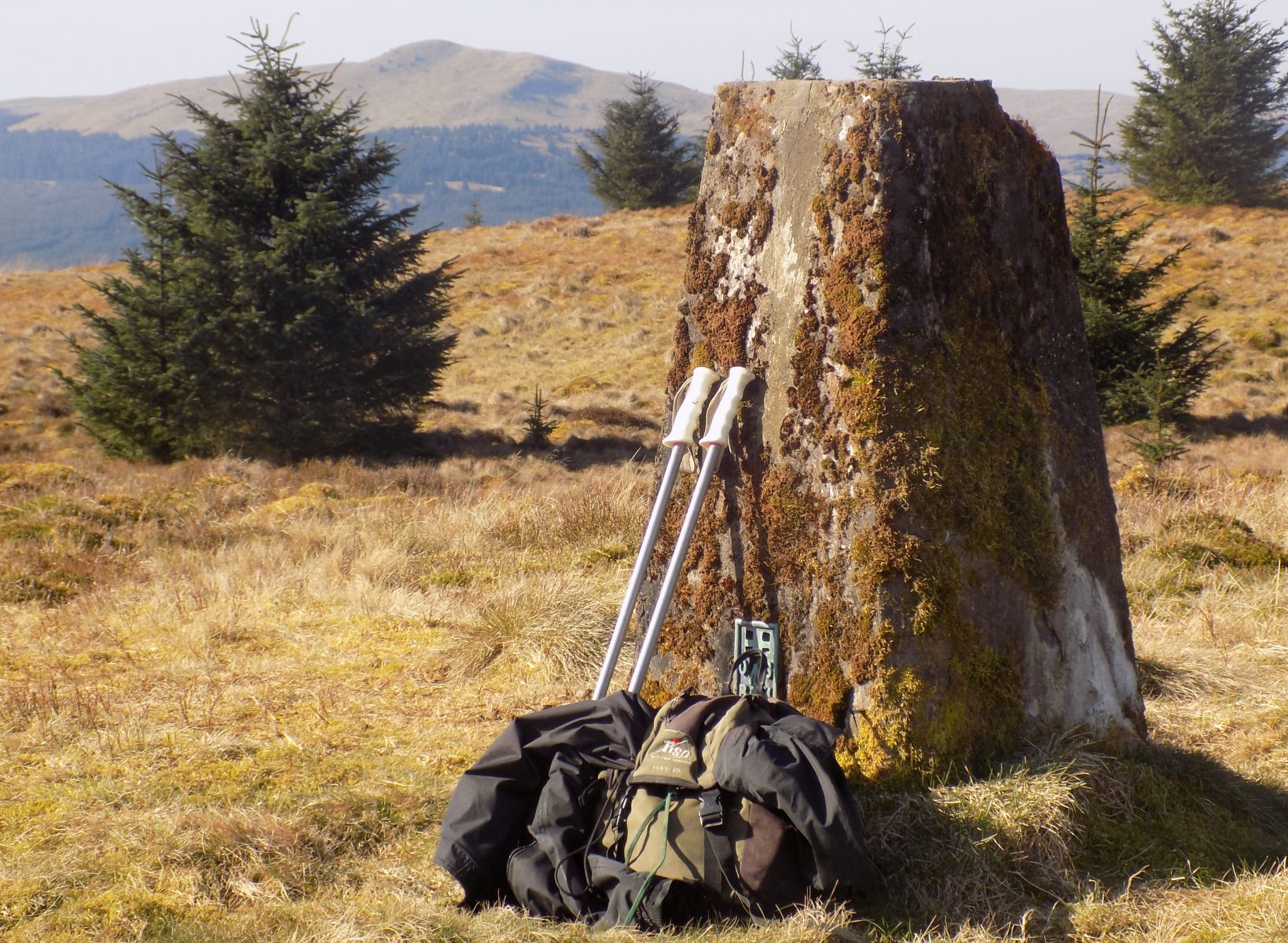 Meikle Bin from trig point on Cairnoch Hill