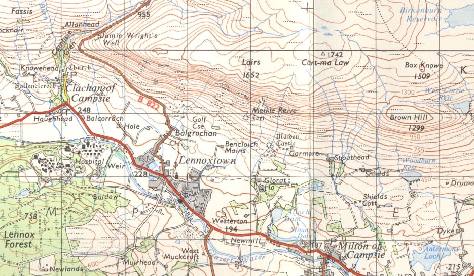 Map of Cort-ma Law on the Campsie Fells above Lennoxtown