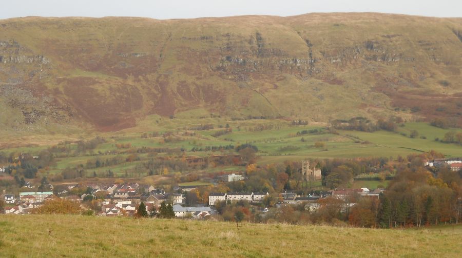 Lennoxtown beneath Cort-ma Law on the Campsie Fells