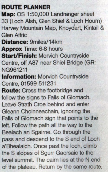 Route Description for Sgurr Gaorsaic