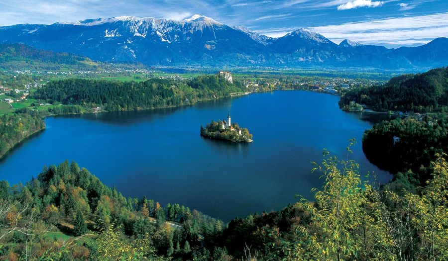 Church on Island in Lake Bled in Slovenia