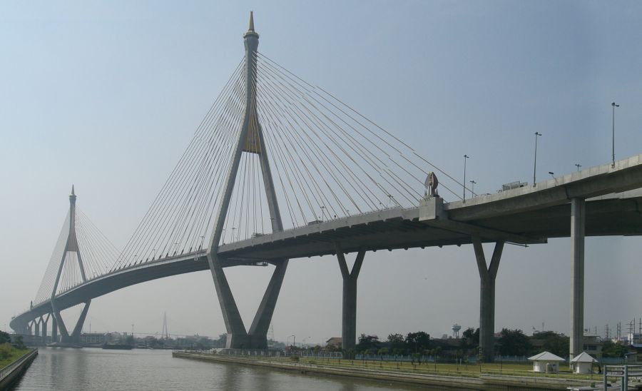 Dipangkorn Rasmijoti Bridge ( Mega Bridge ) over the Chao Phraya River in Bangkok