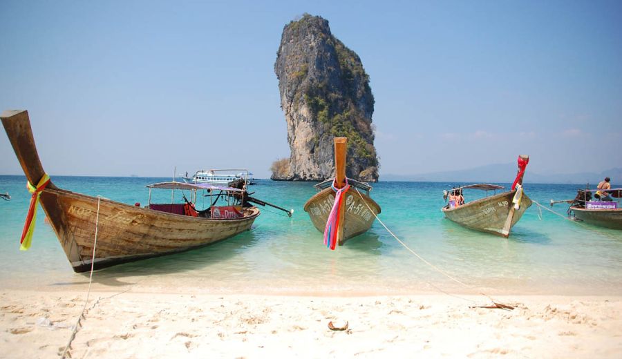 Boats at Ao Nang near Krabi in Southern Thailand