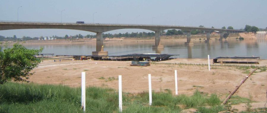 Friendship Bridge across Maekong River between Thailand and Laos at Nong Khai in Issan Region of Northern Thailand