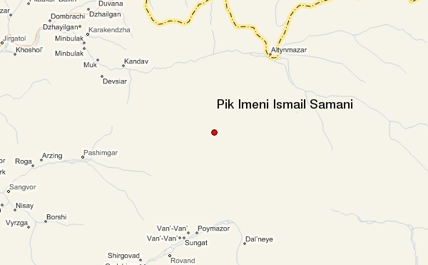 Location map for Peak Communism in Tadjikistan, Central Asia