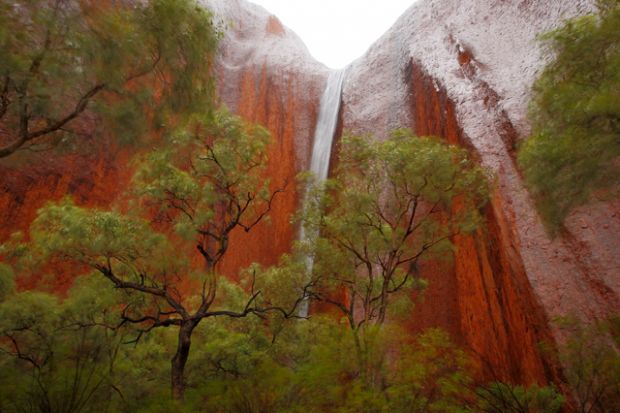 Waterfall in Kantju Gorge at Uluru ( Ayers Rock ), Australia